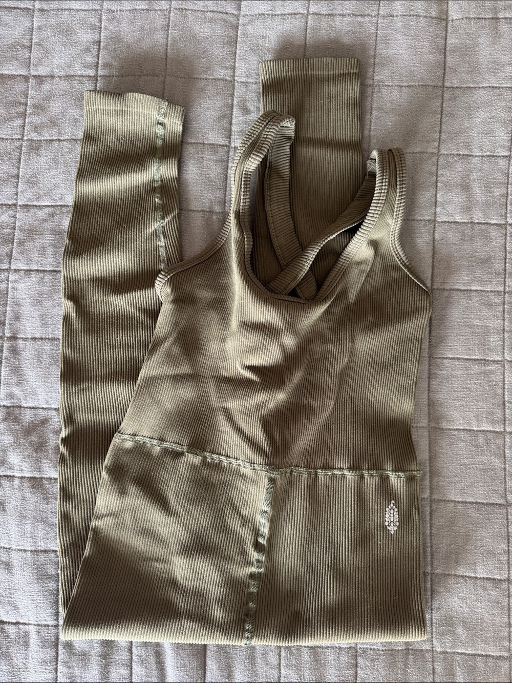 Free People Movement Ribbed Olive Green Women’s Jumpsuit